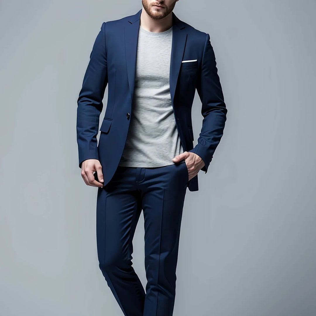Men's Slim Fit Suit Set - Business-Casual Blazer and Trousers