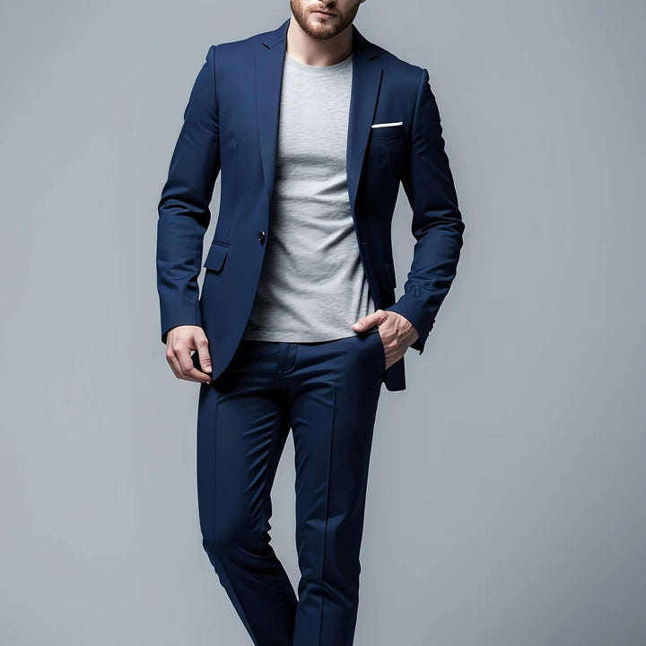 Men's Slim Fit Suit Set - Business-Casual Blazer and Trousers