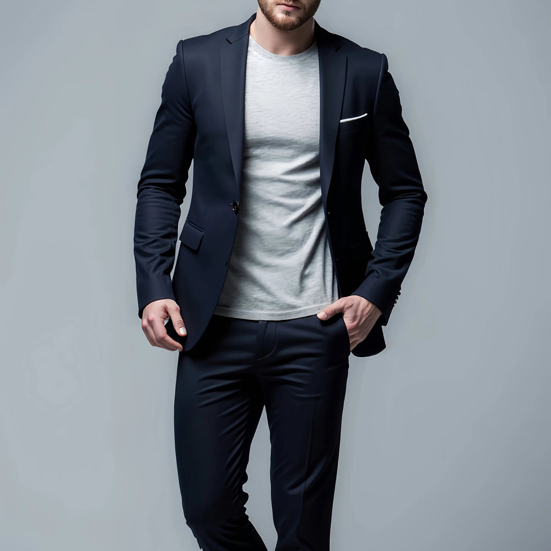 Men's Slim Fit Suit Set - Business-Casual Blazer and Trousers