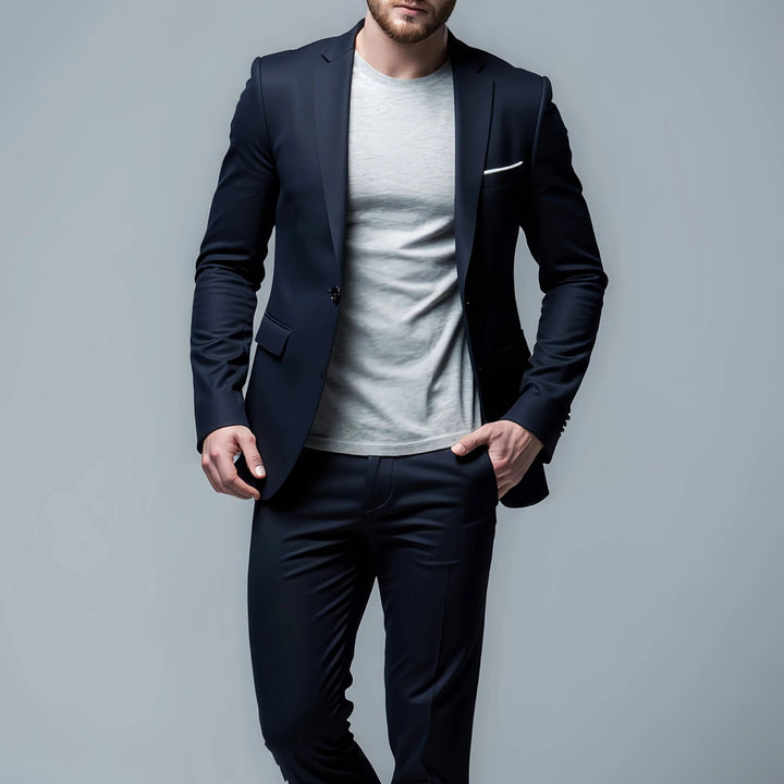Men's Slim Fit Suit Set - Business-Casual Blazer and Trousers