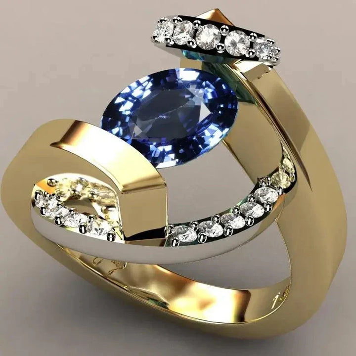 Elegant silver ring with blue cubic zirconia