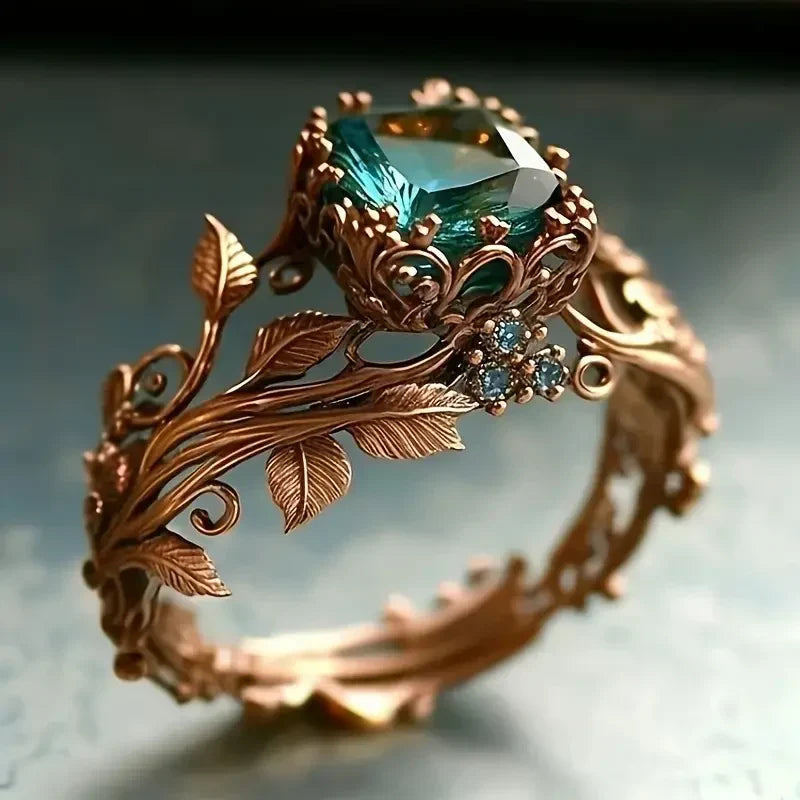 Earthy green cubic zirconia ring