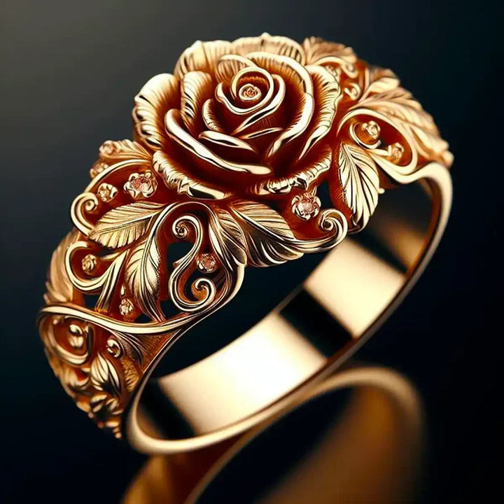 Pink gold blossom ring with delicate details