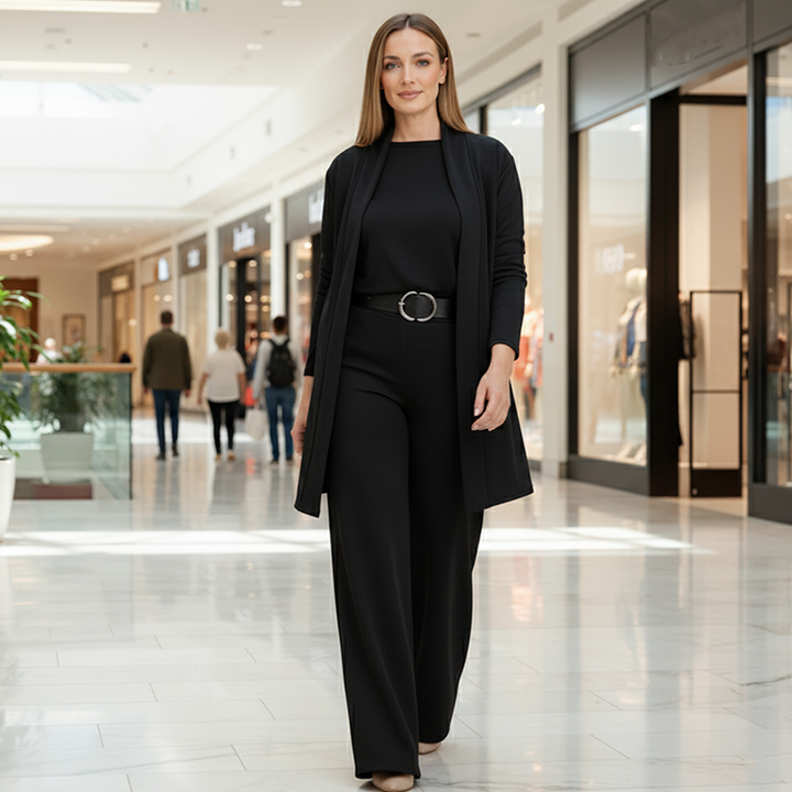 3-piece comfort set: cardigan, top and trousers