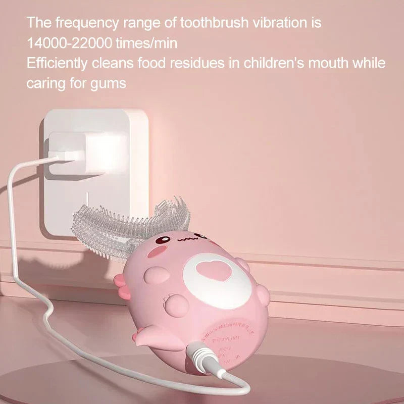 U-Shaped Kids' Sonic Toothbrush with Silicone Mouthpiece