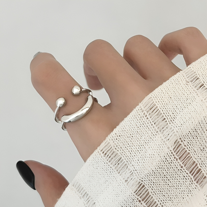 Smiley adjustable ring - minimalist, stackable statement ring