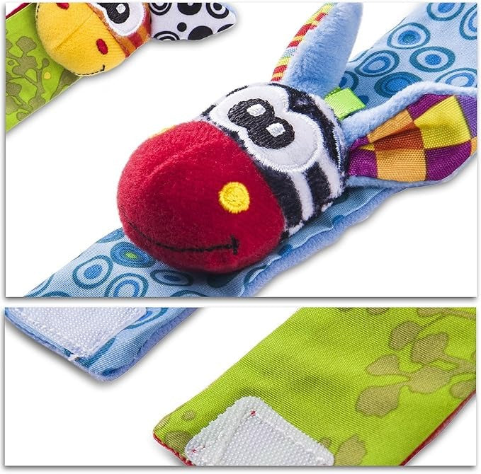 Baby Hand and Foot Rattle Socks Set, 4 Pieces, Cotton, 0–12 Months