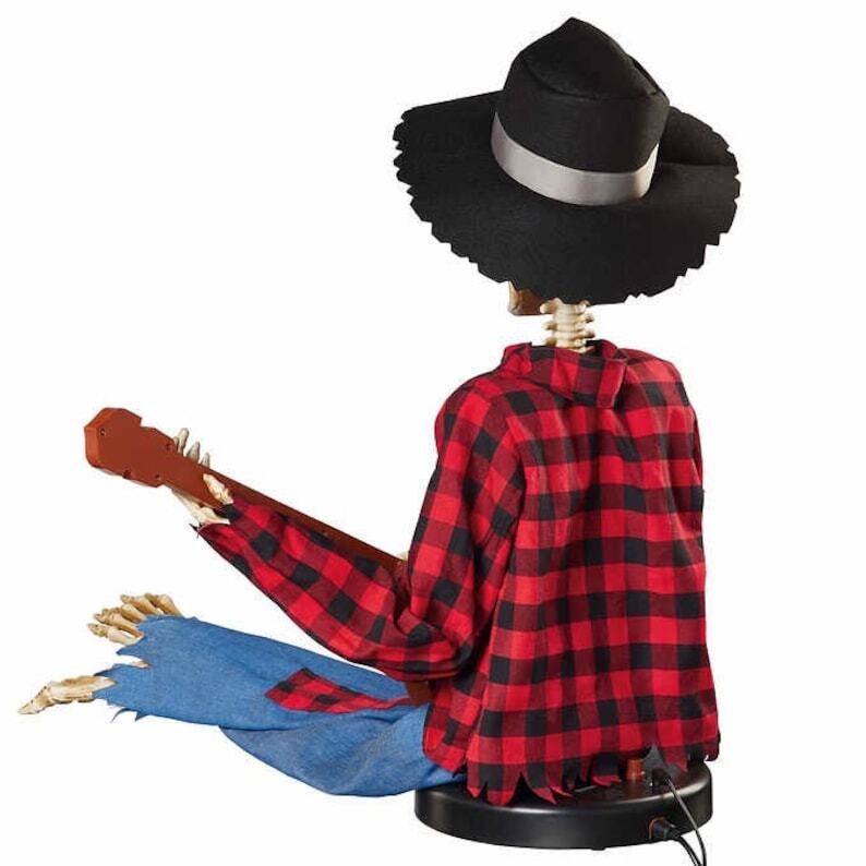 Hauntique Animated Skeleton Duo | Sound-Activated Halloween Decoration with Music and Lights