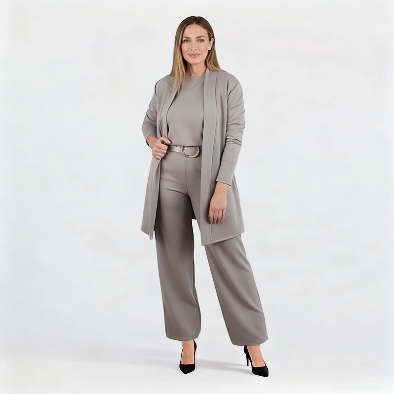 3-piece comfort set: cardigan, top and trousers