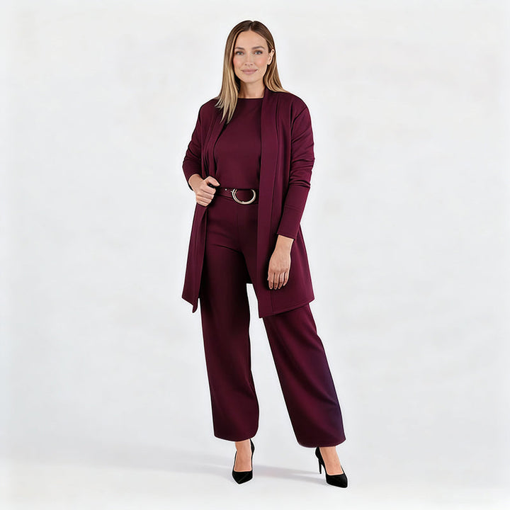 3-piece comfort set: cardigan, top and trousers