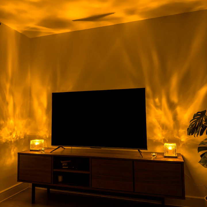 Wave Cube LED Table Lamp with Flowing Coloured Light Waves