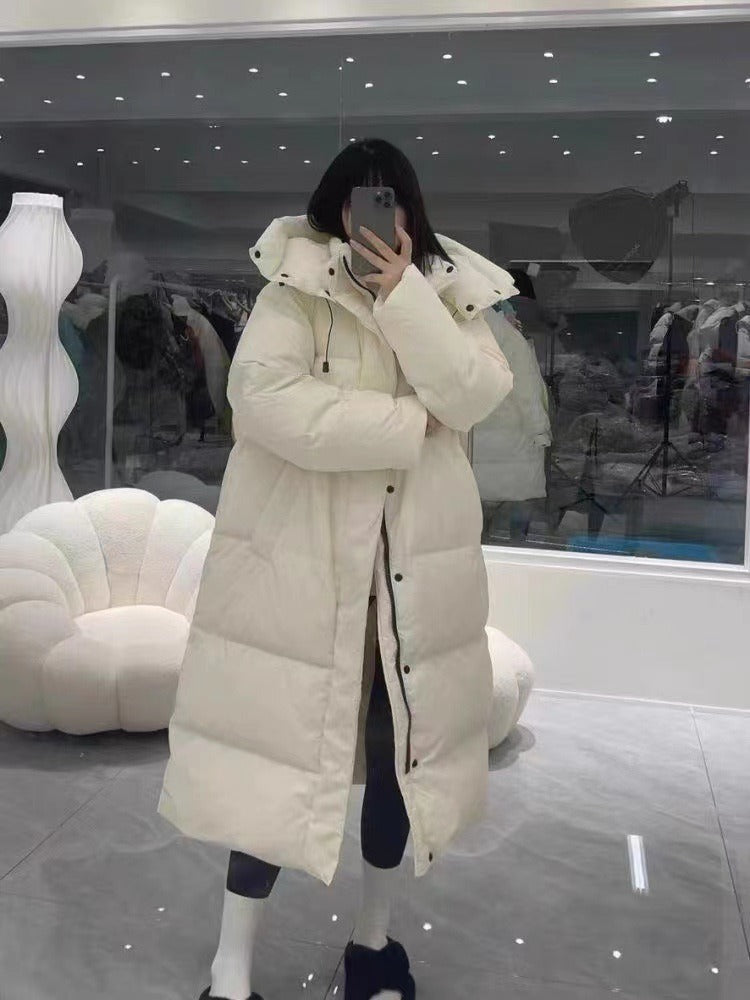 Women's Long Quilted Winter Coat with Hood – Warm Puffer Jacket
