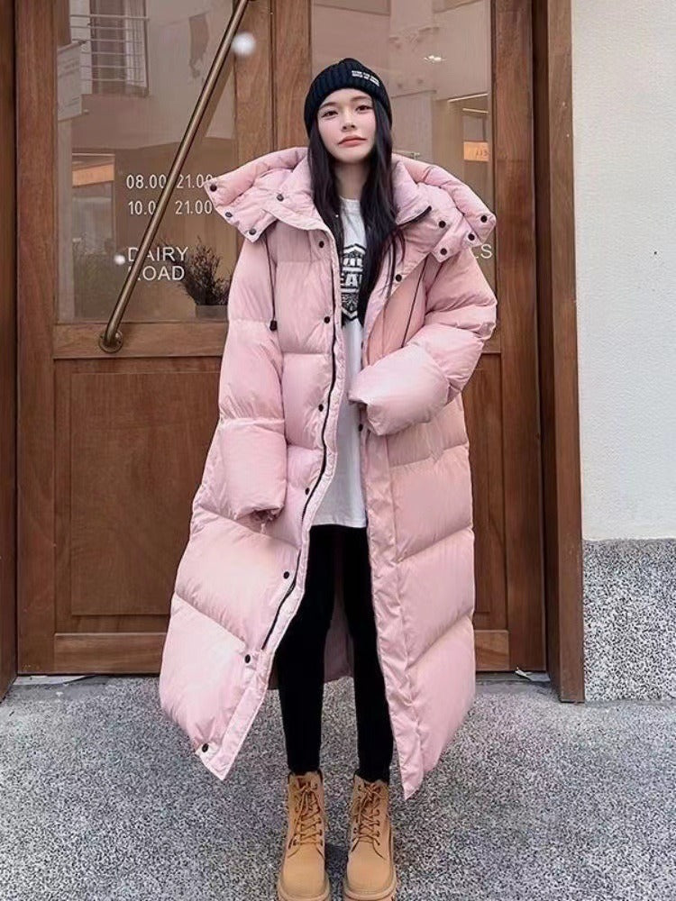 Women's Long Quilted Winter Coat with Hood – Warm Puffer Jacket