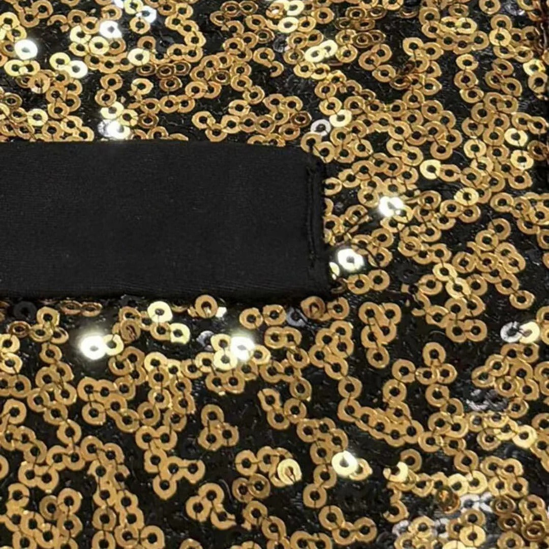 Men's Glitter Waistcoat with Satin Lapels Gold