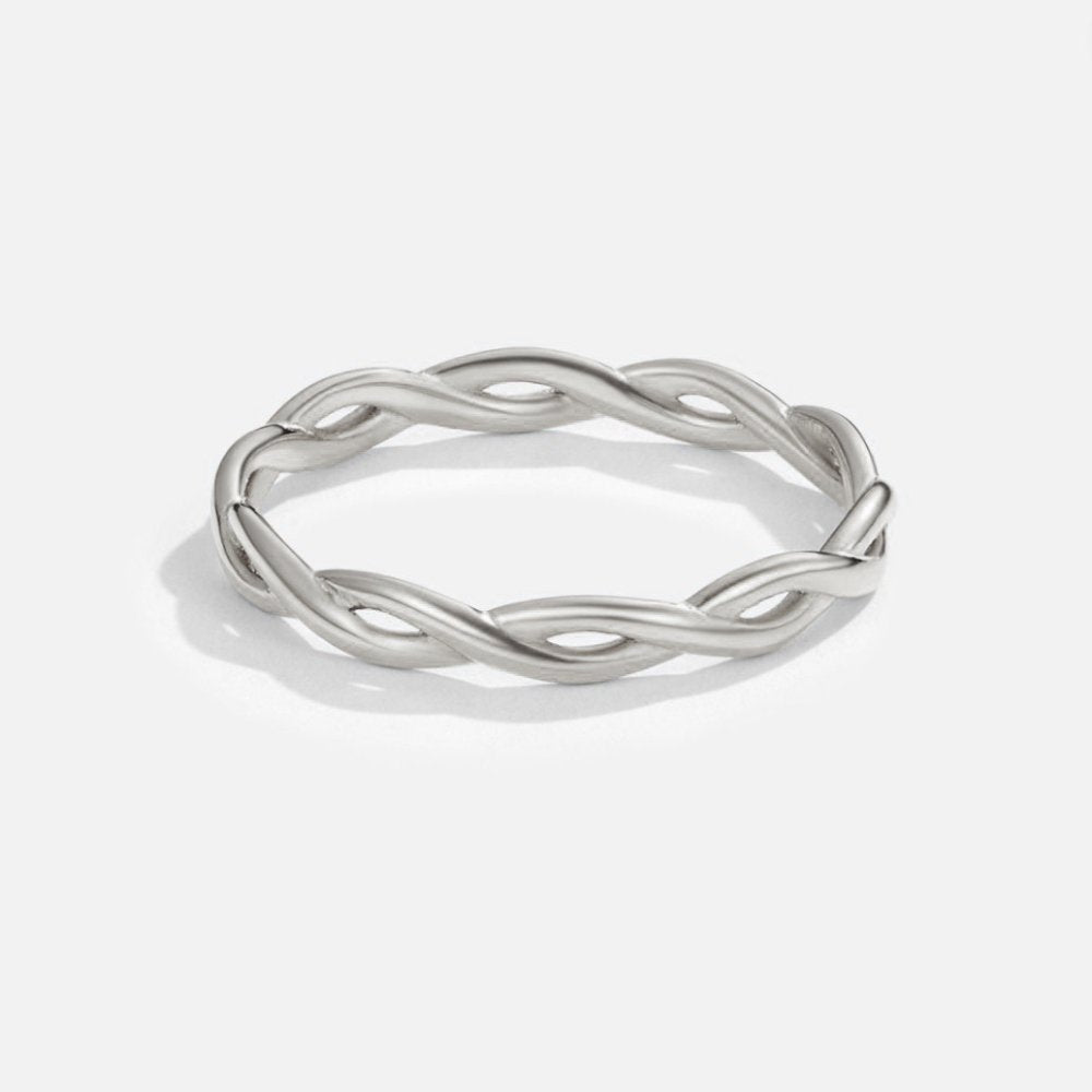 Elegant silver twist ring with subtle shine
