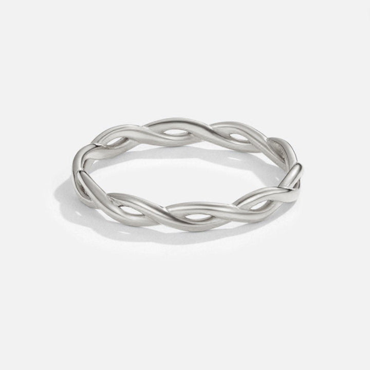Elegant silver twist ring with subtle shine