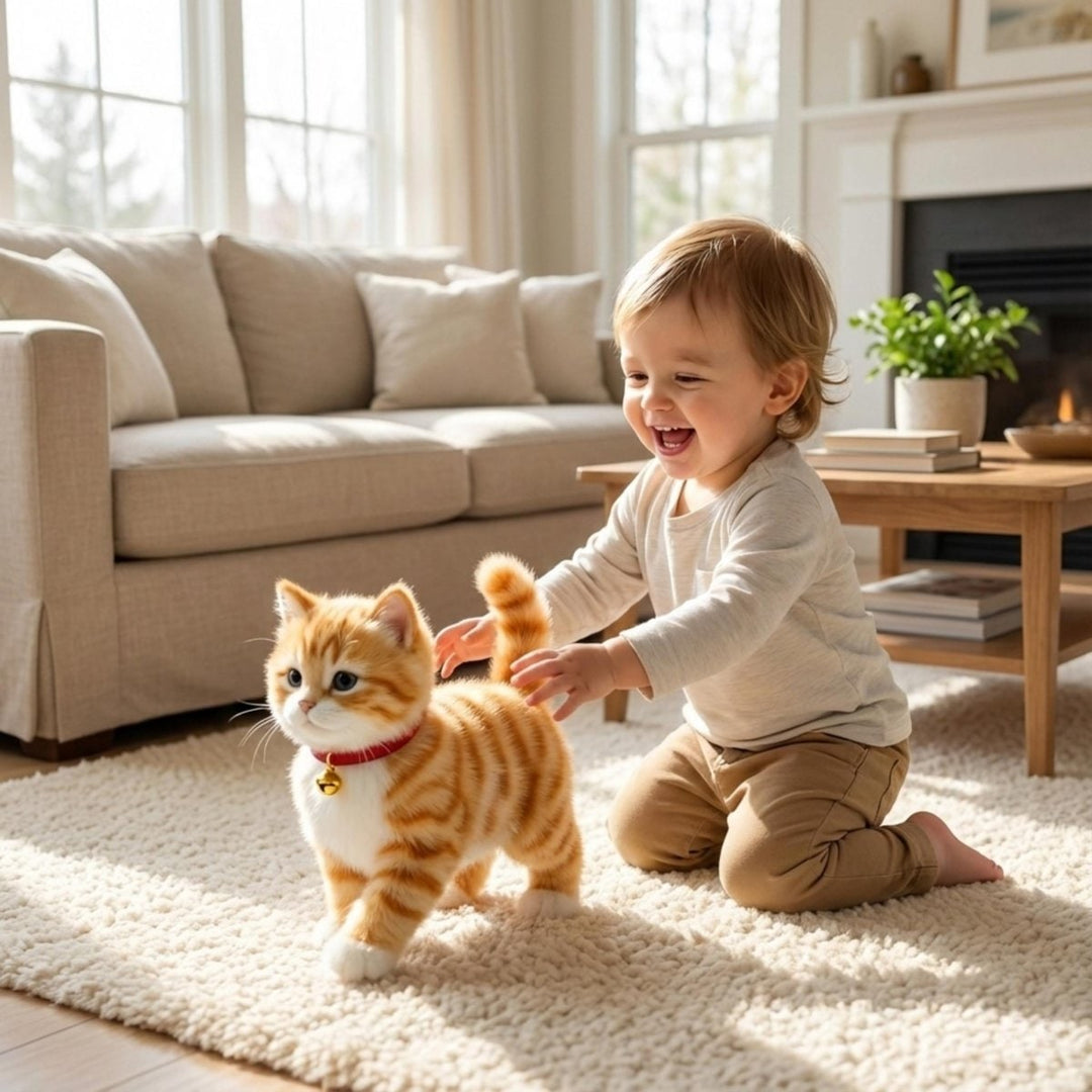 Interactive Cat Toy Robot with Soft Plush Fur Walking and Meowing Electronic Pet Kitten