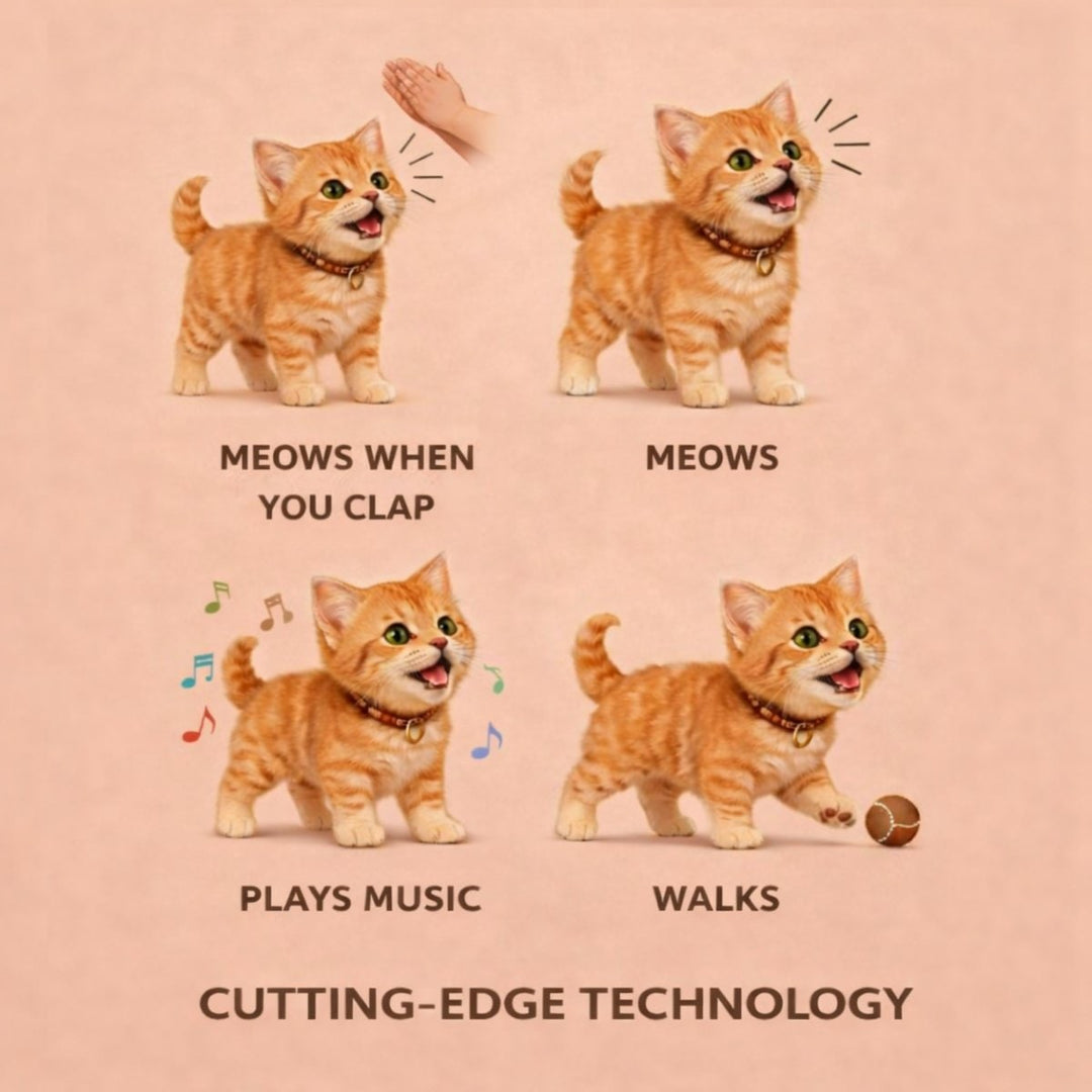 Interactive Cat Toy Robot with Soft Plush Fur Walking and Meowing Electronic Pet Kitten