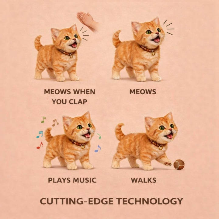 Interactive Cat Toy Robot with Soft Plush Fur Walking and Meowing Electronic Pet Kitten