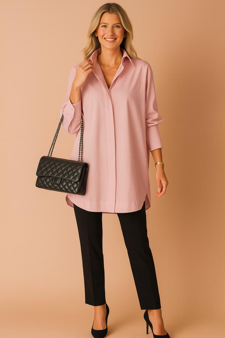 Women's Oversized Fit Shirt Blouse - Classic Collar