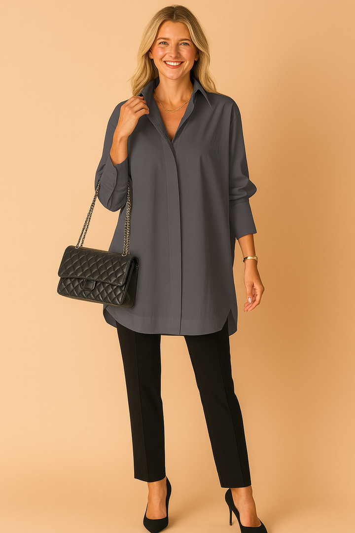 Women's Oversized Fit Shirt Blouse - Classic Collar