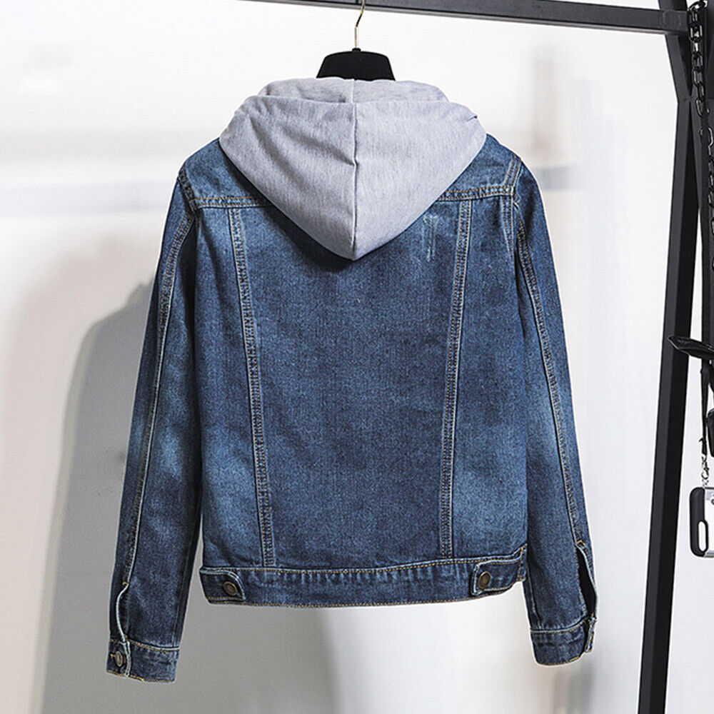 Women's Hooded Denim Jacket - Plus Sizes S to 5XL