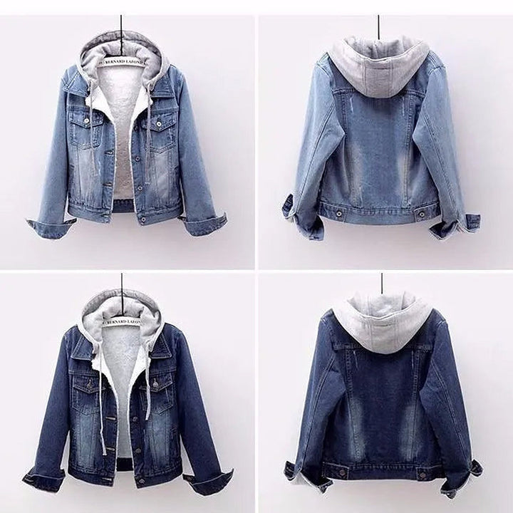 Women's Hooded Denim Jacket - Plus Sizes S to 5XL