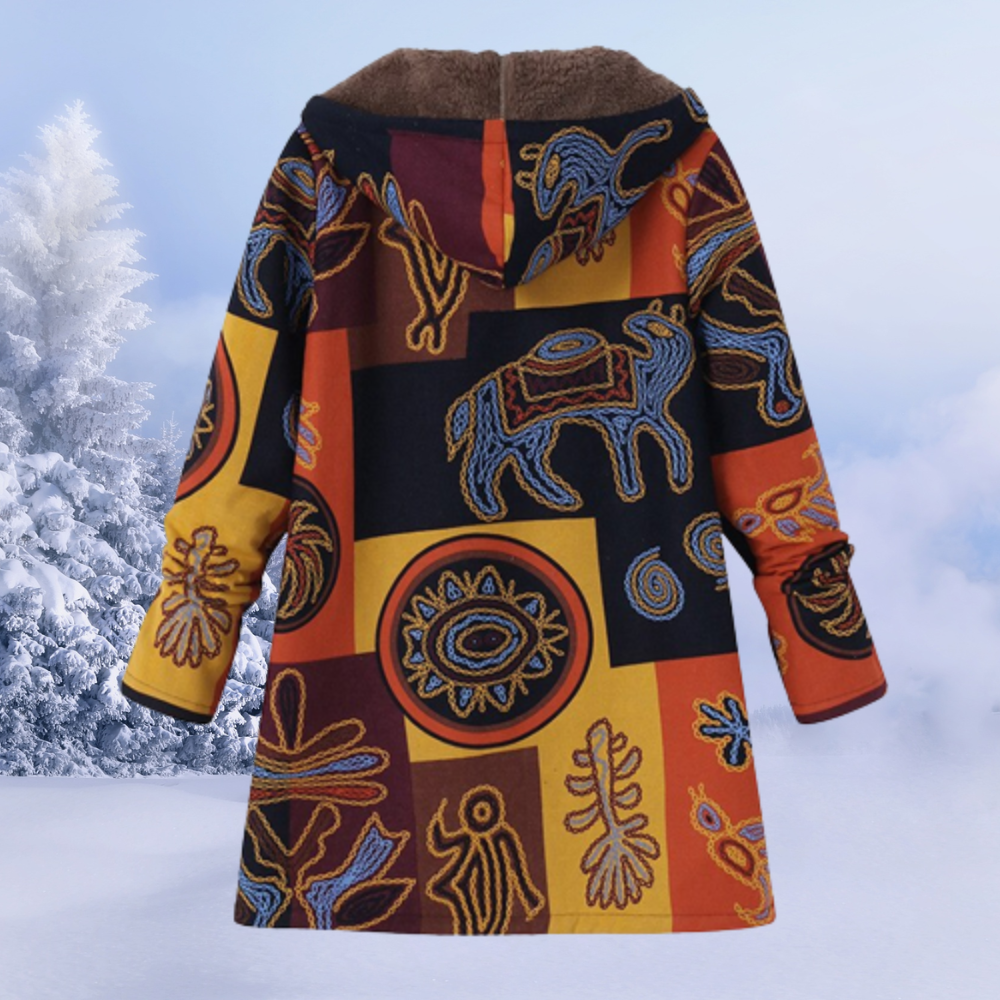 Women's Floral Print Winter Jacket with Hood - Reversible