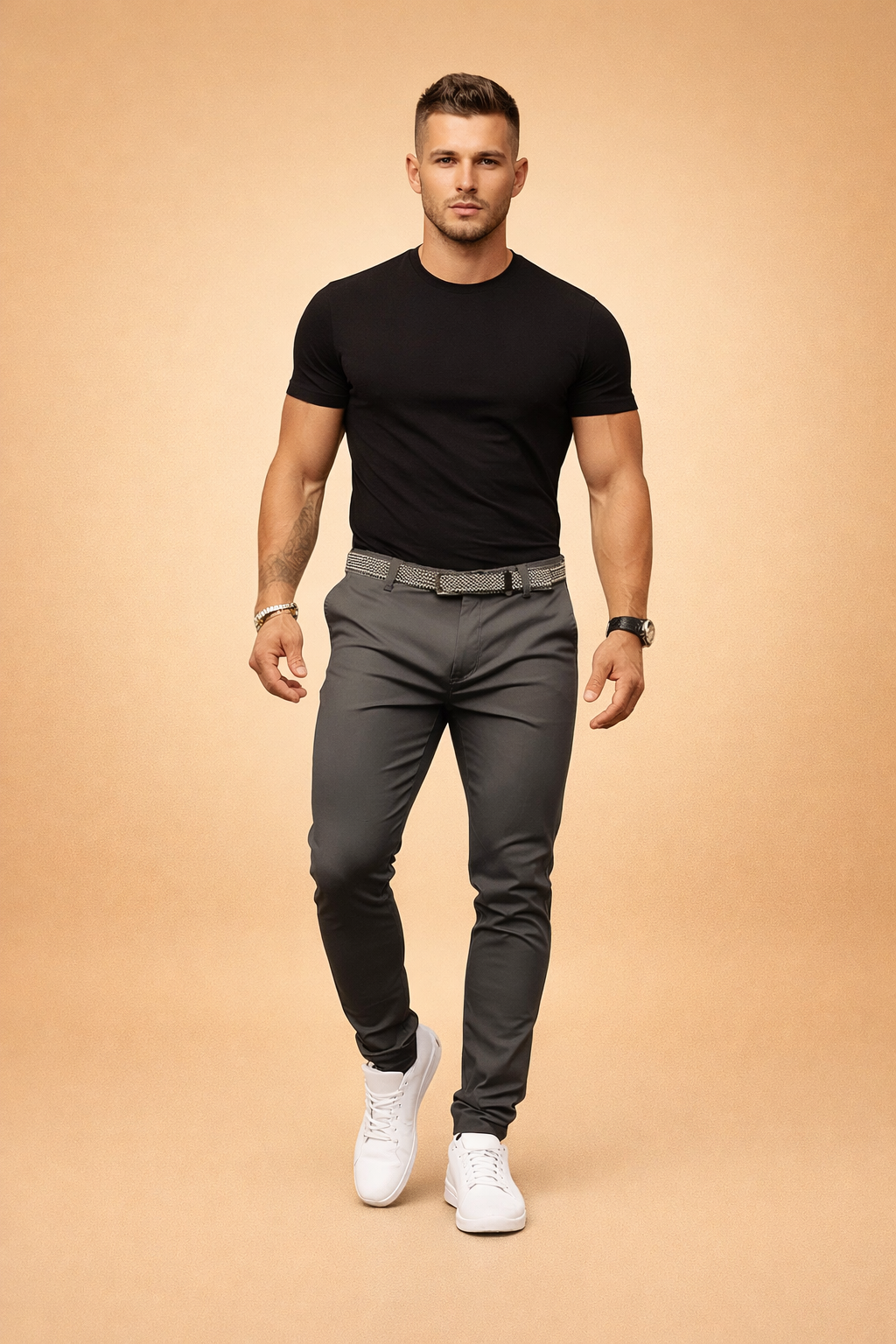 Men's Slim Fit Trousers with Tailored Waist - Smart Casual