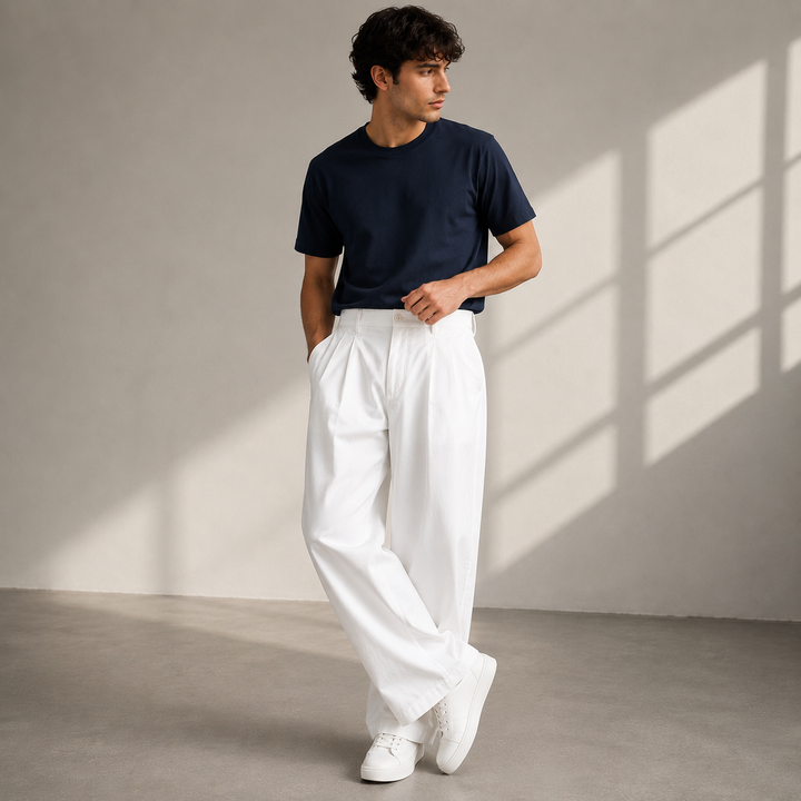 Men's pleated wide-leg trousers – casual, modern trousers for everyday wear and travel