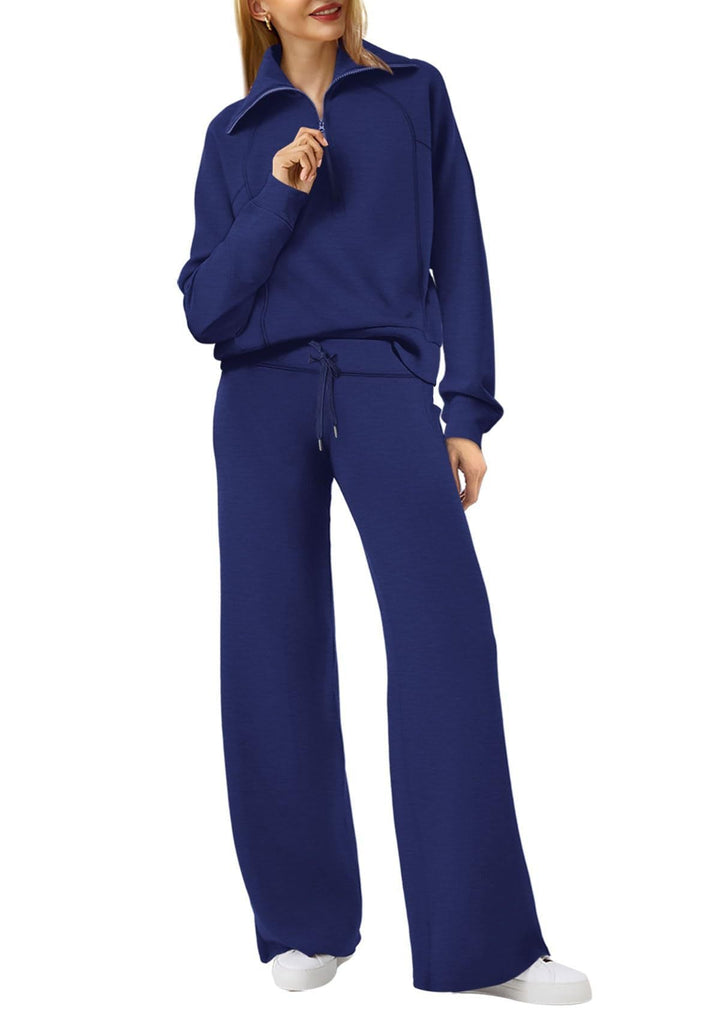 Women's Loungewear Set with Half Zip and Straight Legs