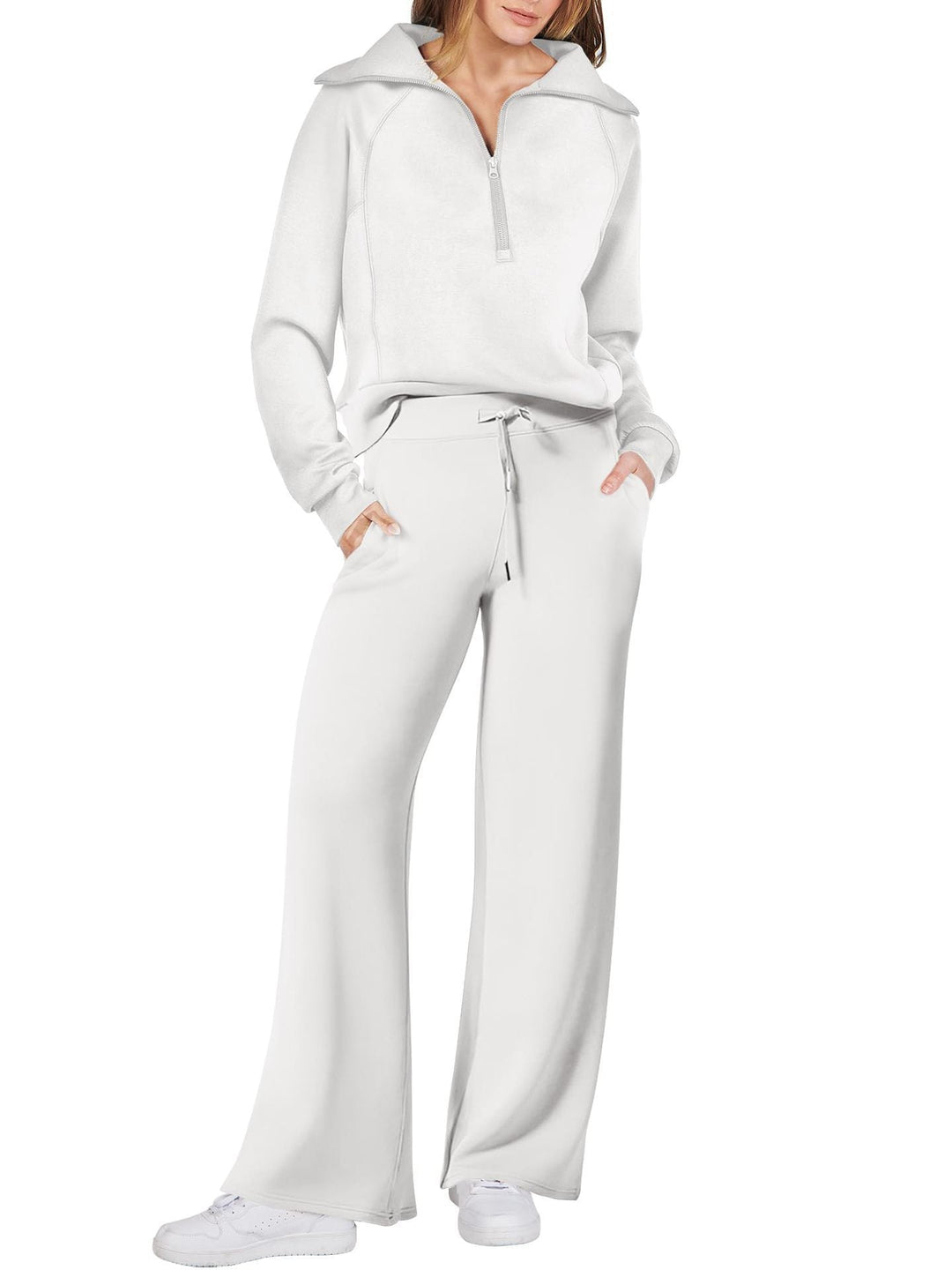 Women's Loungewear Set with Half Zip and Straight Legs