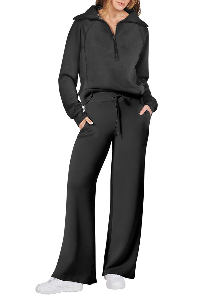 Women's Loungewear Set with Half Zip and Straight Legs