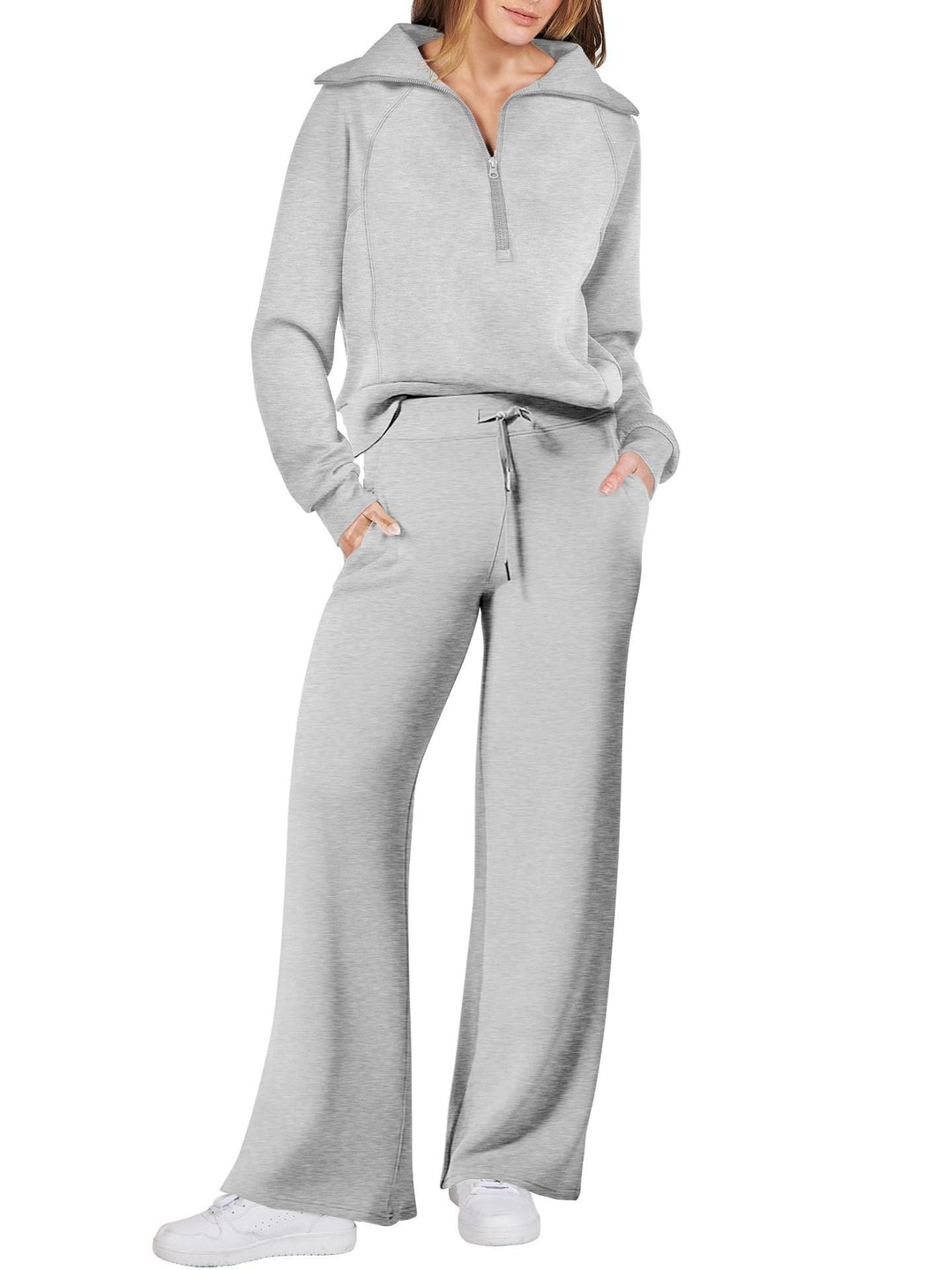 Women's Loungewear Set with Half Zip and Straight Legs