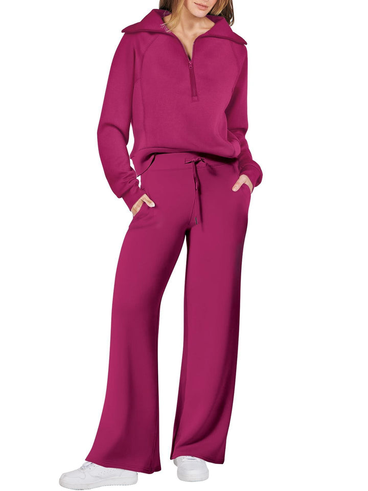 Women's Loungewear Set with Half Zip and Straight Legs