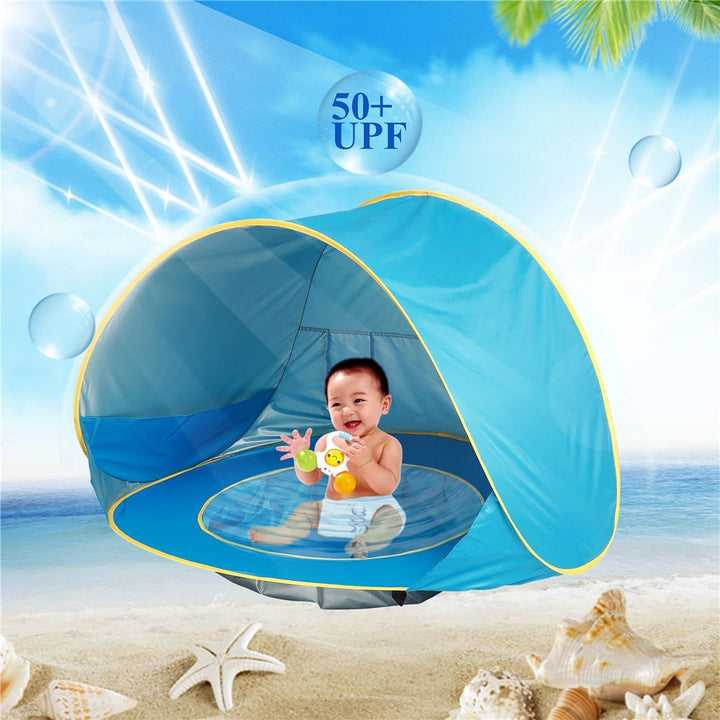 Kids' Beach Tent with Pop Up Sun Shade for Waterproof Dome Shelter with Built-In Pool