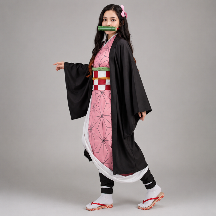 Kids' Halloween Anime Cosplay Costume and Outfit Set with Kimono Haori Jacket and Wide Leg Wraps