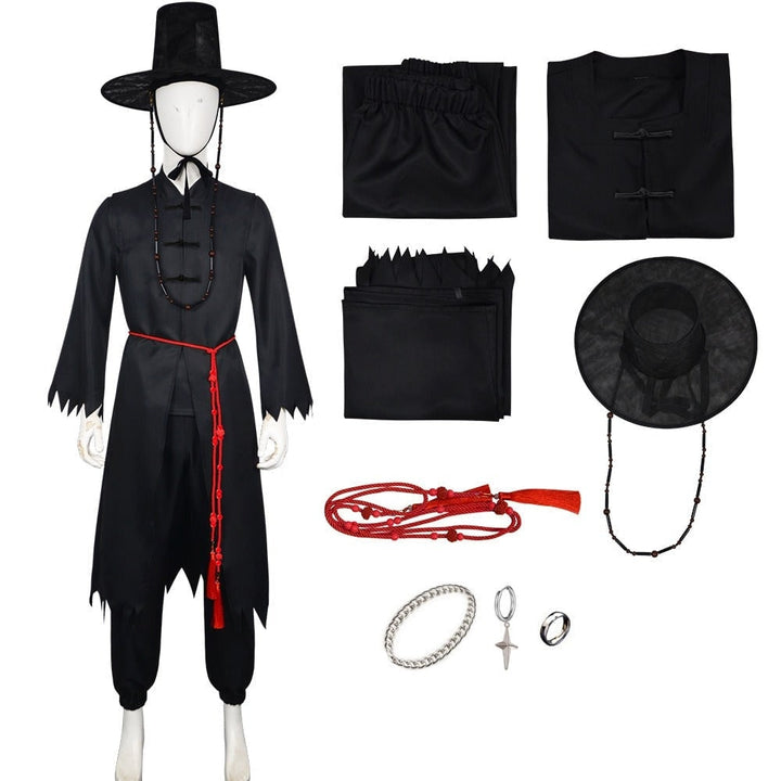 Kids' Halloween Cosplay Costume Korean Traditional Hanbok with Hat Accessories and Silver Chain Details