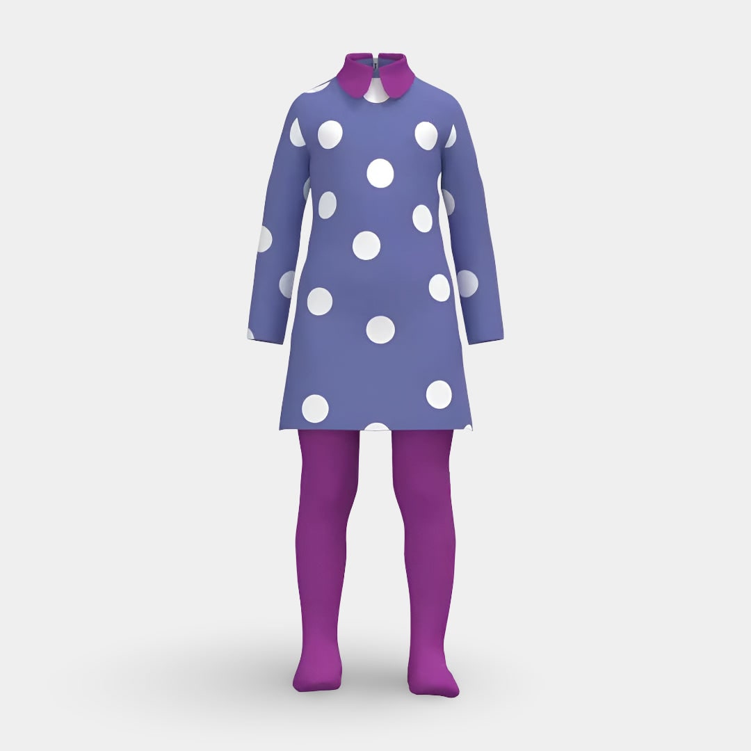Kids' Halloween Cosplay Costume Polka Dot Dress with Wig and Tights for Party and Themed Events