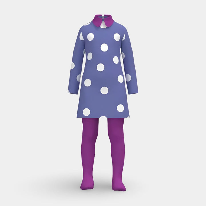 Kids' Halloween Cosplay Costume Polka Dot Dress with Wig and Tights for Party and Themed Events