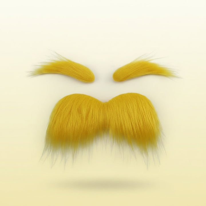 Kids' Halloween Costume Mustache and Fake Beard with Self Adhesive Eyebrows Set Bushy Yellow