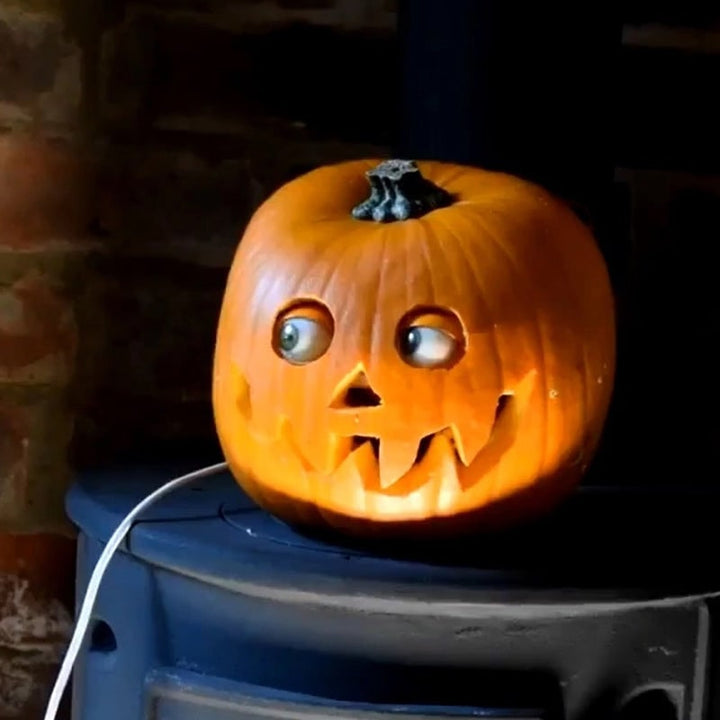 Halloween Jack O Lantern Pumpkin Decor with Animatronic Moving Eyes for Scary Party Prop