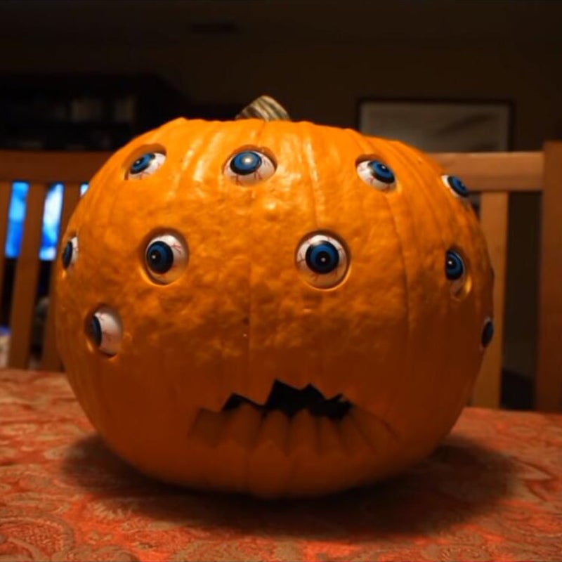 Halloween Jack O Lantern Pumpkin Decor with Animatronic Moving Eyes for Scary Party Prop