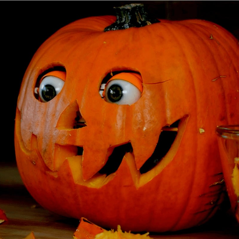 Halloween Jack O Lantern Pumpkin Decor with Animatronic Moving Eyes for Scary Party Prop