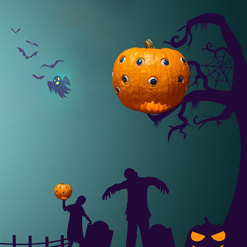 Halloween Jack O Lantern Pumpkin Decor with Animatronic Moving Eyes for Scary Party Prop