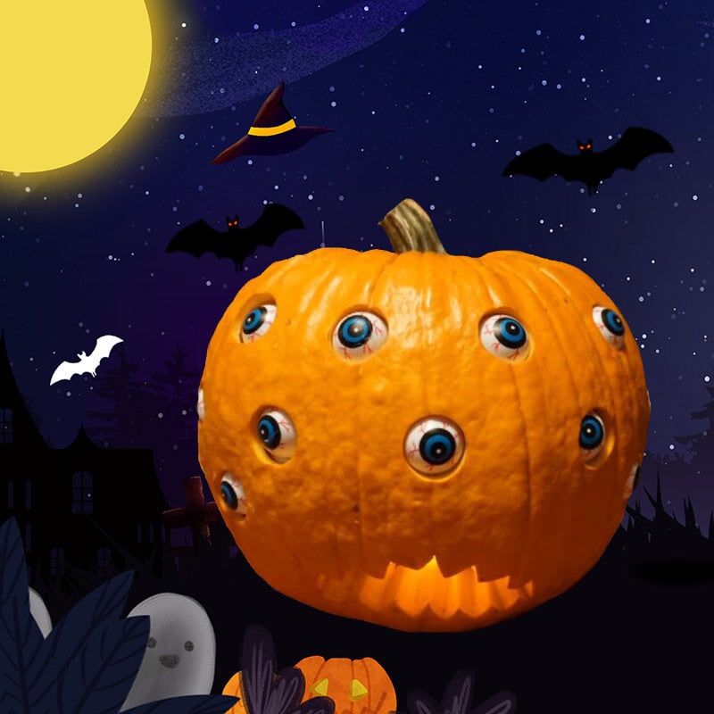 Halloween Jack O Lantern Pumpkin Decor with Animatronic Moving Eyes for Scary Party Prop