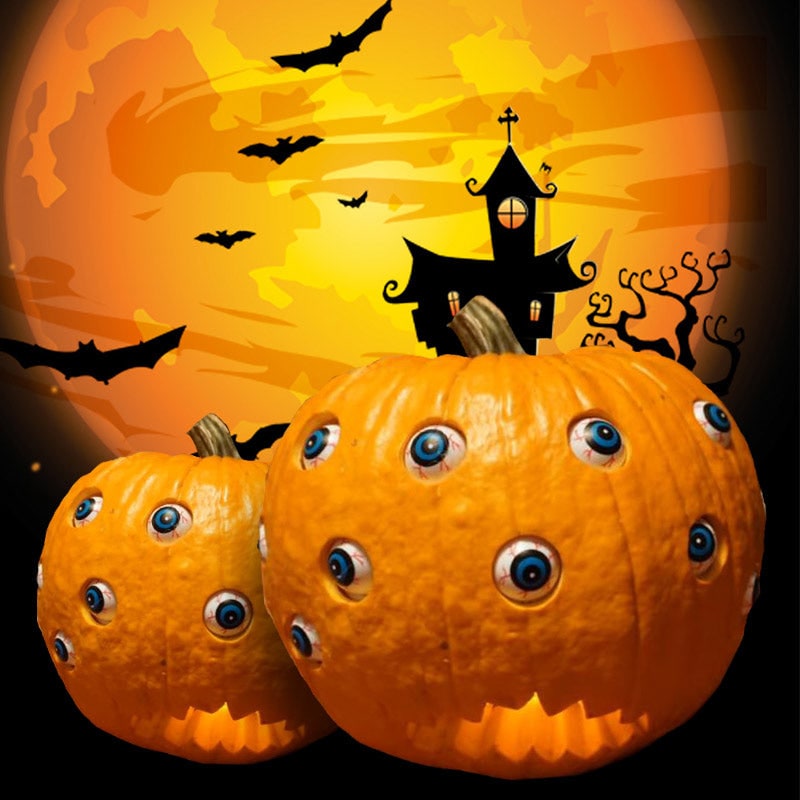 Halloween Jack O Lantern Pumpkin Decor with Animatronic Moving Eyes for Scary Party Prop