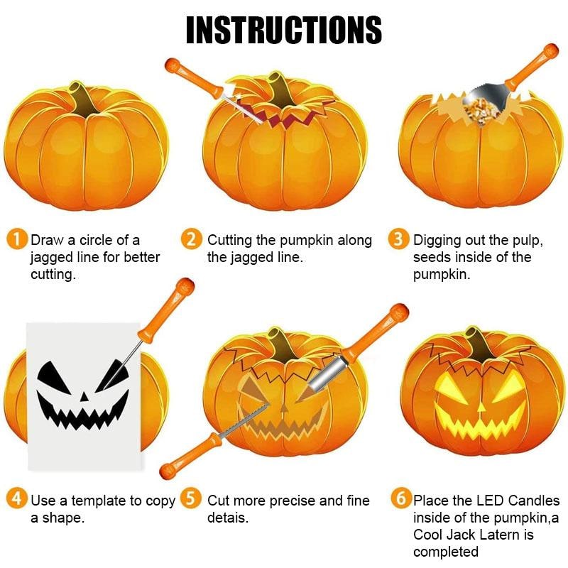Halloween Pumpkin Carving Kit with Tools and Supplies 8-Piece Stainless Steel Set