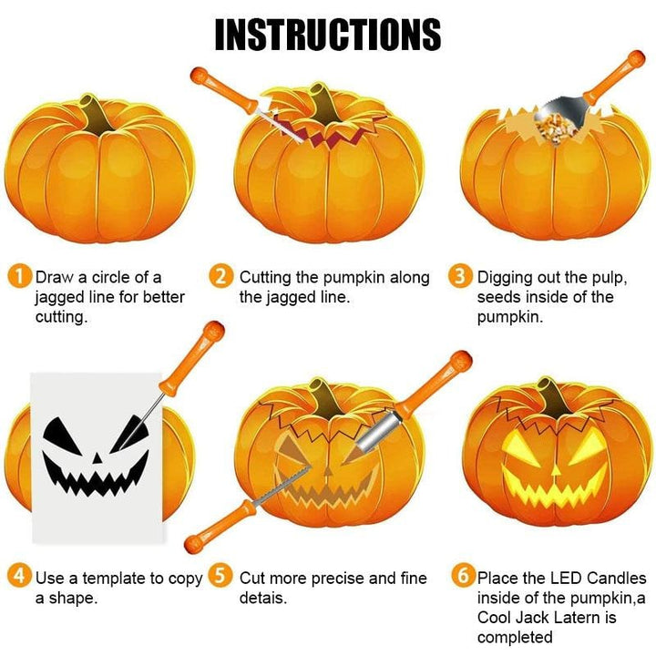 Halloween Pumpkin Carving Kit with Tools and Supplies 8-Piece Stainless Steel Set