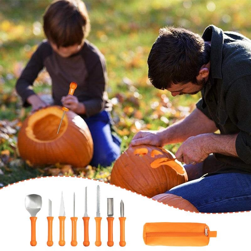 Halloween Pumpkin Carving Kit with Tools and Supplies 8-Piece Stainless Steel Set
